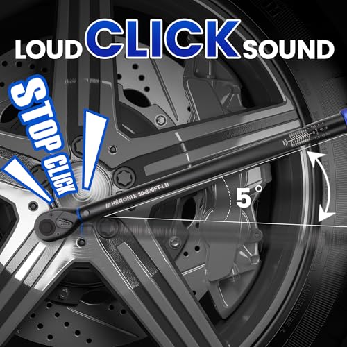 13PCS 1/2-Inch Drive Click Torque Wrench Set (30-300 ft-lb / 40.7-406.8 Nm), Tire Change Kit with 1/2" Breaker Bar, 5" Extension & 10 Metric/SAE Sockets for Auto, Truck & Lug Nut Repair - size: 1/2" DR. 13PCS『30-300 FT.LB & Breaker Bar』