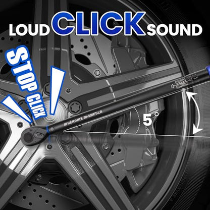 13PCS 1/2-Inch Drive Click Torque Wrench Set (30-300 ft-lb / 40.7-406.8 Nm), Tire Change Kit with 1/2" Breaker Bar, 5" Extension & 10 Metric/SAE Sockets for Auto, Truck & Lug Nut Repair - size: 1/2" DR. 13PCS『30-300 FT.LB & Breaker Bar』