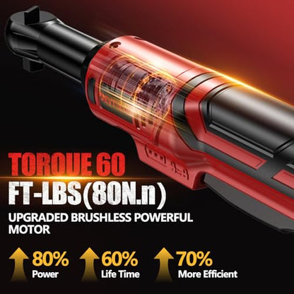 3/8" Cordless Power Ratchet Wrench Compatible with Milwaukee 18V Battery (No Battery) 60FT Torque, 0-400RPM Variable Speed Motor, Extended Wrench with 7 Sockets 1/4" Adapter 3" Extension Bar