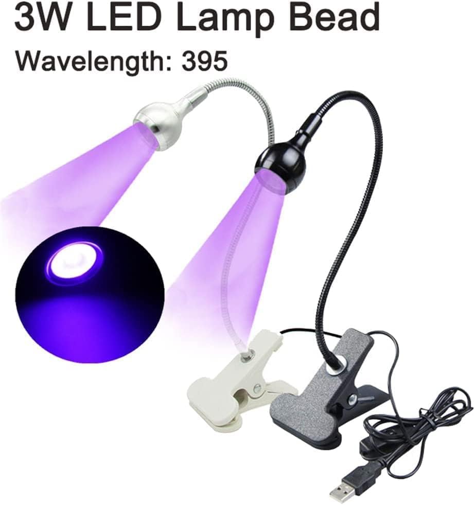 USB 3W LED UV Ultraviolet Phone Glue Curing Lamp,UV Led Nail Lamp for Gel Nails,Portable Clamp Flexible Desk Lamps for Mobile Repair,Plug and Play Pink - color: Pink