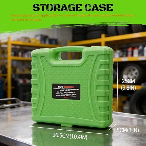 Axle Nut Impact Socket Set, 1/2" Drive Deep 12 Point 8-Piece Metric 29mm, 30mm, 32mm, 34mm, 35mm, 36mm, 38mm, 39mm Socket, Large Socket Set with Storage Case for Auto Repair, Removing - size: 12 Point 8Pcs 1/2" Metric Impact Socket Set