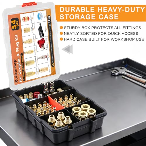 54Pcs 1/4" Quick Connect Air Hose Fittings,1/4" NPT Air Compressor Tool Fittings with Swivel Air Fittings - size: 54 Pieces