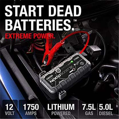 NOCO Boost X GBX55: 1750A UltraSafe Jump Starter – 12V Lithium Battery Booster Pack, Portable Jump Box, Power Bank & Jumper Cables - for 7.5L Gas and 5.0L Diesel Engines