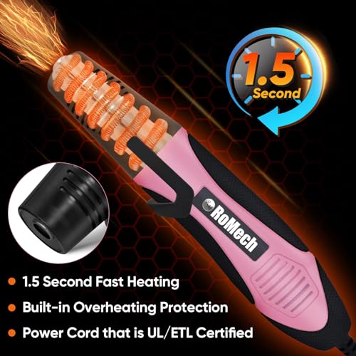 ROMECH 350W Heat Gun with 2 Nozzles, Dual Temp Heat Gun 400°F-660°F, Fast Heat Hot Air Gun with Overload Protection for DIY Craft Embossing Shrink Wrapping (Pink) - color: Pink