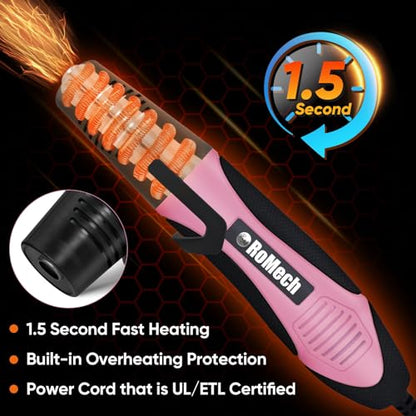 ROMECH 350W Heat Gun with 2 Nozzles, Dual Temp Heat Gun 400°F-660°F, Fast Heat Hot Air Gun with Overload Protection for DIY Craft Embossing Shrink Wrapping (Pink) - color: Pink