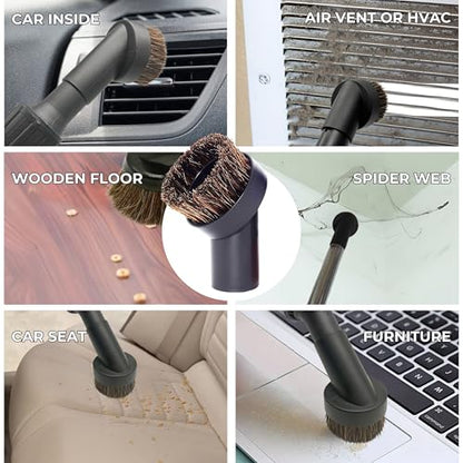 1.25'' Shop Vacuum Dust Brush Attachment with 25mm Horse Hair (2PCS) - Round Dust Brush Soft Bristle for Furniture, Blinds, Car, Wood, Electronics - 1.25 inch (32mm) Vacuum Accessories - style: Only 32MM Attachment