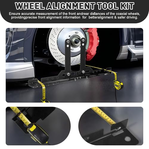 Wheel Alignment Tool Kit with 2 Measuring Tapes & Bubble Level Gauge, Heavy-Duty Toe Plates for Car SUV Truck, DIY Camber Toe Alignment Tool Automotive for Tire Maintenance(Black) - color: Blcak