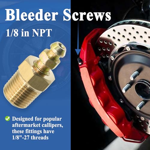 4 Sets Bleeder Screws 1/8" NPT, 1/8"-27 Threads with 1/4"-28 Bleeder Screws | Brass material, Brake bleeder valves, Coolant bleeder screw repair kit, For vehicles brake system