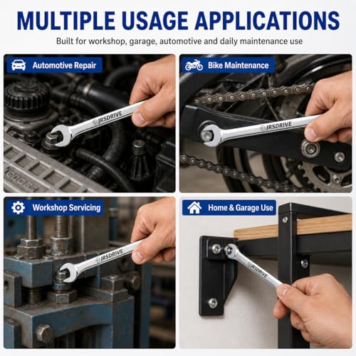 32-Piece SAE & Metric Combination Wrench Set – Standard & Stubby Wrenches, Chrome Vanadium Steel, 12-Point Box End, Mirror Chrome Finish with Organizer Tray for Automotive & Home Repair