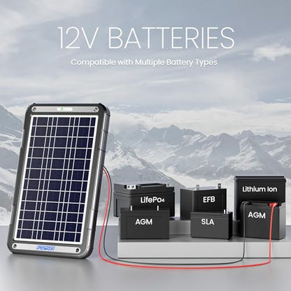 POWOXI 12V Solar Car Battery Charger: 12W Solar Trickle Charger Maintainer with MPPT Controller for Car - RV Boat Marine Motorcycle - Solar Panel Kit for Automotive Trailer Truck Snowmobile Tractor - size: MPPT Pro-12W