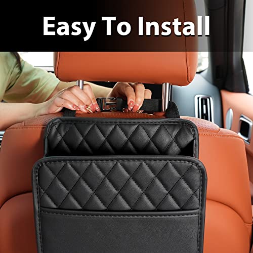 FrgKbTm 2Pack Car Seat Back Hanging Bag Car Document Holder Multi-Pocket Bottle Bag Storage Waterproof Pu Leather Box Organizer Travel Tidy Pouch Pocket Kids - color: Black A x2