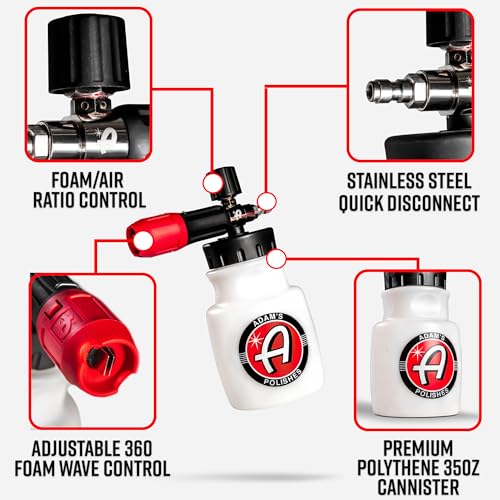 Adam's Polishes Premium Foam Cannon - Custom Snow Foam Cannon Soap Sprayer for Car Wash | Sprayer Cannister for Pressure Washer - size: Premium Foam Cannon + Snub Nose + Tips