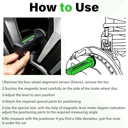 Wheel Alignment Tool, Universal Camber Alignment Tool, Adjustable Magnetic Gauge Tools, Alignments Tools Automotive, Caster Camber Gauge, Tire Repair Accessories for Most Cars Trucks RVs (Black) - color: Black