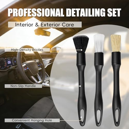 10PCS Car Detailing Brush Kit, Soft Boar Hair Brush, Car Interior Detail Brush, Fiber Brush, Car Dust Removal Brush, Car Cleaning Gel, Car Interior Cleaning Kit for Trucks, Cars, RVs, SUVs - size: 10PCS