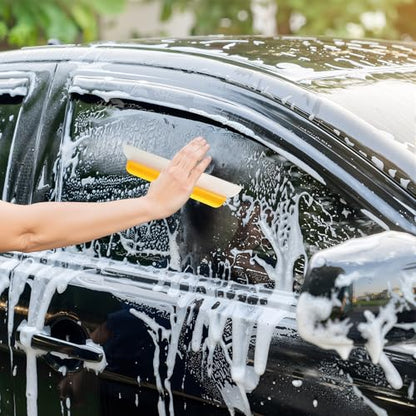 2 Pack 14 Inch Car Drying Squeegee Black Longer Silicone Water Squeegee Window Shower Blade Automotive Flexible Auto T-bar Rubber Squeegees for Car Windshield Glass Bathroom Wash Tool - color: Black