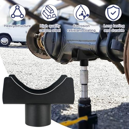 Bottle Jack Adapter, Axle Saddle for 2", 3", 4" Round & 2" Square Tube, Bottle Jack Extension for RV Trailer, Within 1.5" Lifting Platform, Garage, Farm & Ranch - color: Black
