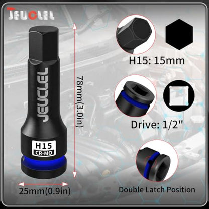 15mm Hex Impact Bit Socket, H15 1/2" Drive Allen Socket, Cr-Mo | 3-Inch, Lengthen Hex Screwdriver Adapter for Electric Ratchet Wrenches Fastening Screws, Socket Wrench, Head Drill - size: 1PC | H15 15MM