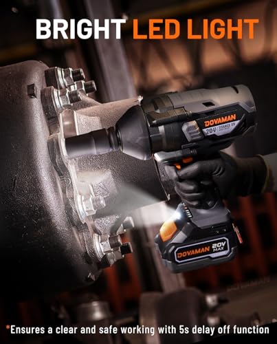 Brushless Impact Wrench, 20V Cordless 3/4'' Impact Gun, 1650 Ft-lbs (2200 Nm) High Torque, 5 Modes, 4.0Ah Battery Powered Heavy-Duty Wrench for Lug Nuts, Truck, Tractor & Industrial Use-TITANCE X9