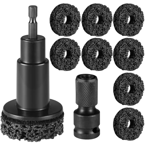 Wheel Hub Cleaning Tool Kit， Wheel Hub Resurfacing Kit & Stud Cleaner with 8 Pads - Rust Removal Tool for Brake Rotors, Hubs & Bolts - Fits 1/2” Wrenches or Electric Drills
