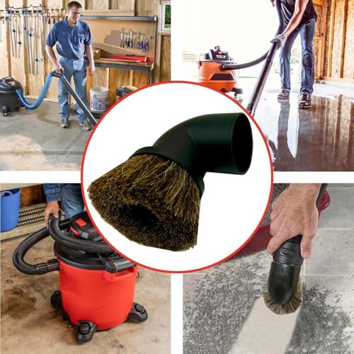 Universal Shop Vac Brush Attachment Kit – 2-1/2'' Round Dust Brush & 1-1/4'' Horse Hair Vacuum Brush with 2-1/2'' & 1-7/8'' to 1-1/4'' Vacuum Hose Adapters for Wet/Dry Vacuums