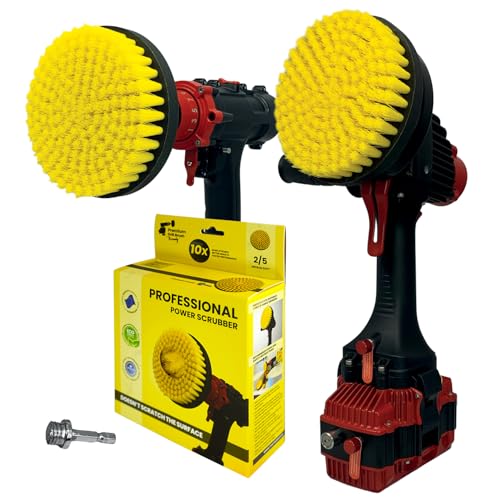 Premium Drill Brush Professional– 2in1 for Drill & Angle Grinder Medium-Soft 6 in Yellow | Scratch-Free Cleaning Brush for Tile, Grout, Bathtub, Shower, Fibreglass and Ceramic Surfaces - color: Yellow