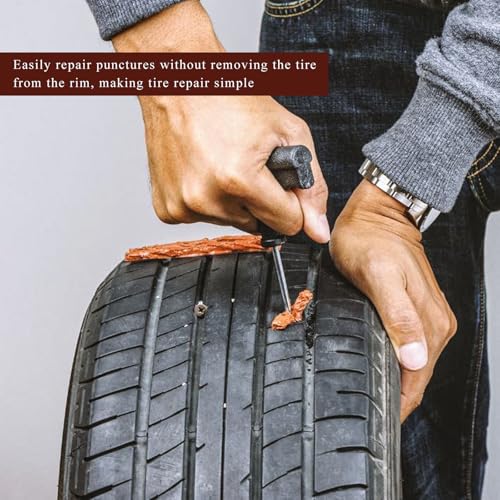 50 PCS Tire Repair Strings, 4" × 1/4" Auto Tire Plug Insert String Self Vulcanizing Strips Kit, Heavy Duty Rubber Repair Plugs for Car Truck Motorcycle Tubeless Tires - color: 50 PCS
