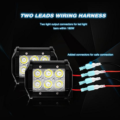 Nilight LED Light Bar Wiring Harness Kit 16AWG 12V On Off Waterproof Switch Power Relay Blade Fuse-2 Lead,2 Years Warranty (10020W), Black, Red, Blue, Green - color: 16AWG-2 Lead