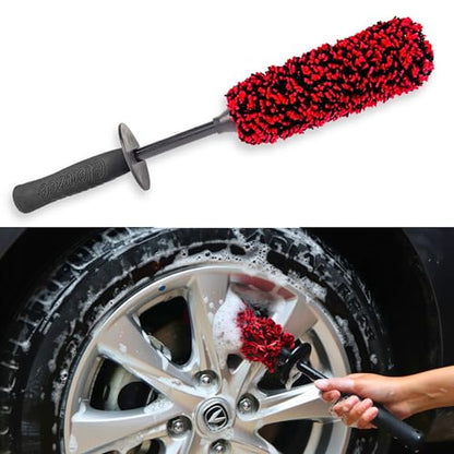 Premium Microfiber Wheel Brush | Soft Non-Metallic Rim Cleaner & Wheel Brush | 15 Inch Long Regular Size - size: Regular