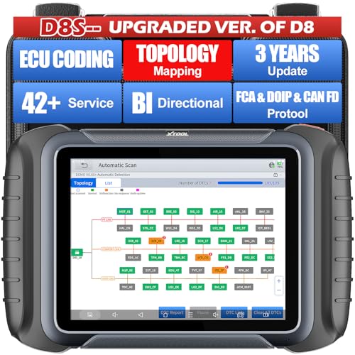 XTOOL D8S Bidirectional Scan Tool, AI Assisted OBD2 Scanner with ECU Coding | 42+ Resets, Topology Mapping, PMI, All System OBD2 Scanner for Car, Pre & Post Scan, FCA/CANFD/DoIP
