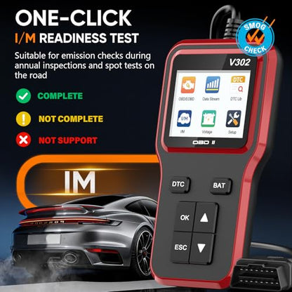 OBD2 Scanner with Battery Tester - Vehicle Code Reader for Check Engine Light, Plug and Play, Car Scanner Diagnostic Tool for All OBDII Vehicles After 1996