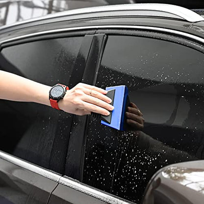 EHDIS Window Tint Tool All-Purpose 6'' Silicone Cleaning Squeegee 5-inch Handy Small Rubber Window Squeegee Auto Water Blade for Car Windshield, Window, Mirror, Glass Door,Shower (Black and Blue) - color: Black and Blue