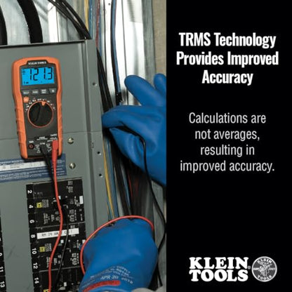 Klein Tools MM420 Digital Multimeter, Auto-Ranging TRMS Multimeter, 600V AC/DC Voltage, 10A AC/DC Current, 50 MOhms Resistance - size: Auto-Ranging