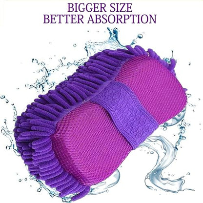 Scratch Free Chenille Microfiber Wash Mitt Car Wash Sponge for SUVs Boats - color: 2 Pack Purple