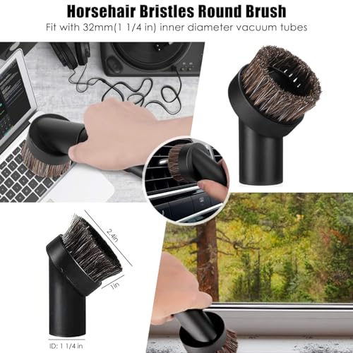 1 1/4 Inch Vacuum Attachments Accessories, Vacuum Cleaner Tools Kit with Dusty Brush, Hose Adapters for 1-1/4 inch 1-3/8 inch Hoses, 7 Pack