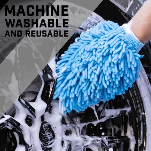 Microfiber Car Wash Mitt – Double-Sided Car Washing Mitts for Interior & Exterior Vehicle Washing & Dusting, Lint-Free, Scratch-Free Chenille Wash Glove, High Absorption Capacity – 2 Pack - size: 2 Wash Mitts