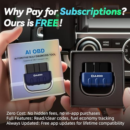 OBD2 Scanner Bluetooth Diagnostic Tool,Car Code Reader for Vehicles | Wireless Check Obd II Scanner for iOS & Android, No Subscription Fee, Fit for All OBDII Protocol Cars 1996+