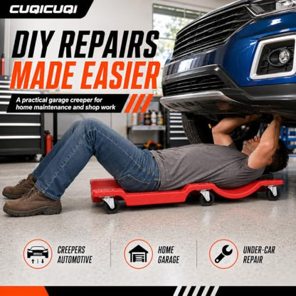 Mechanic Creeper, Low Profile Garage Creeper with Padded Headrest, 6 Swivel Casters, Built-in Tool Trays and Carry Handle, 40 Inch Automotive Creeper for Car Repair, Maintenance, Detailing