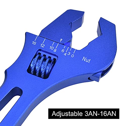 EVIL ENERGY AN Hose Fitting Adjustable Wrench Spanner Lightweight Aluminum 3AN-16AN Blue - color: Blue, size: Adjustable 3AN-16AN