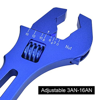 EVIL ENERGY AN Hose Fitting Adjustable Wrench Spanner Lightweight Aluminum 3AN-16AN Blue - color: Blue, size: Adjustable 3AN-16AN
