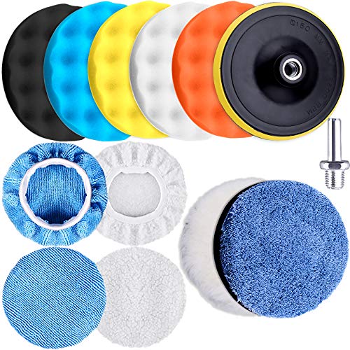 SIQUK 13 Pieces Buffing Pads 6 Inch Car Polishing Pad Kit Foam Polish Pads Wax Buffer Polisher Attachment for Drill - size: 6 Inch