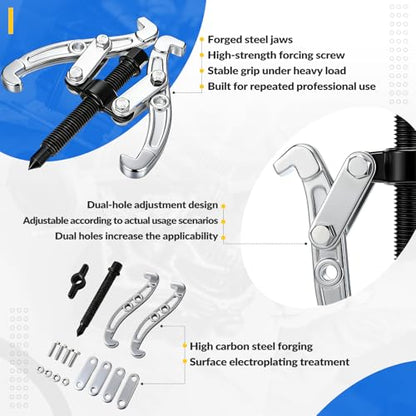 Flutesan 4 Way 2 Jaw Puller Reversible Gear Puller 2-ton 4-inch Heavy Duty Carbon Steel Bearing Gear Wheel Pulley Tool for Bearing, Flywheel, Automotive Machine Remover