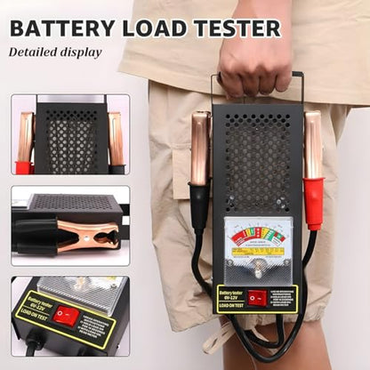 Zpana 12V 100A Car Battery Load Tester, Vehicle Battery Tester Alternator Load and Voltmeter Tester with Alligator Clips, Automotive Diagnostic Tool, Universal for Golf Carts RV Truck