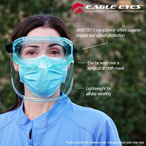 Eagle Eyes Anti-Fog Scratch-Resistant Safety Goggles with Face Shield - 99.9% UV Rays Protection - Universal Fit Lightweight Eyewear (Green) - color: Green