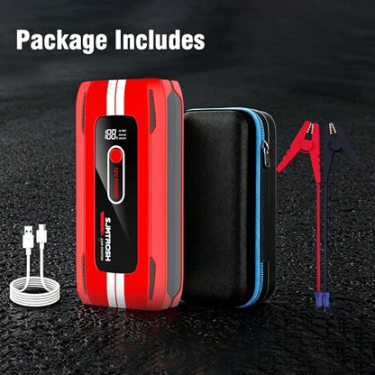 Car Jump Starter 5000A Peak, 12V Battery Booster Portable,59.2Wh Jump Pack | Jump Box Car Battery Charger(9L Gas/6L Diesel) with USB Ports, Jumper Cables,LED Light,Storage Case