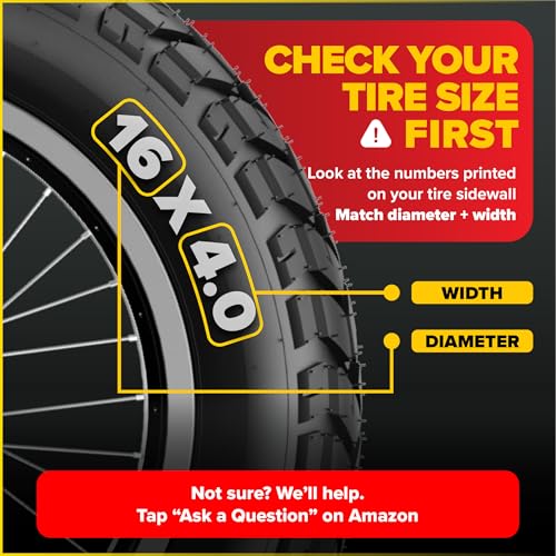 Ultraverse 20x4.0, 24x4.0, 26x4.0, 20x3.0, 26x3.0, 16x4.0/3.0, Inner Tubes | Schrader Valve, Ideal for Mountain Bikes & E-Bikes with Fat Tires, Durable & Reliable 2 Pack with Tire Levers - size: 16 inch x 4.0