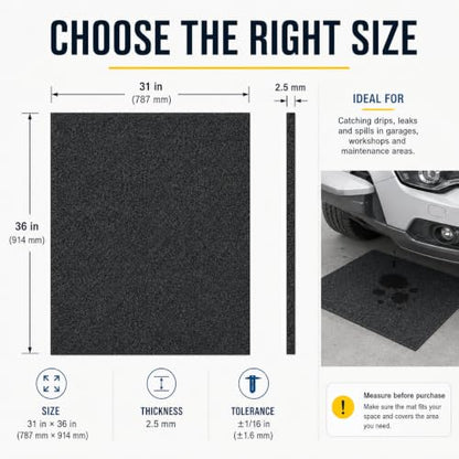 31" x 36" Garage Floor Mat, Oil Spill Mat for Under Car Motorcycle, Reusable Absorbent Leakproof Maintenance Mat, Protect Garage Driveway Floor from Oil Spills, Stains Splashes