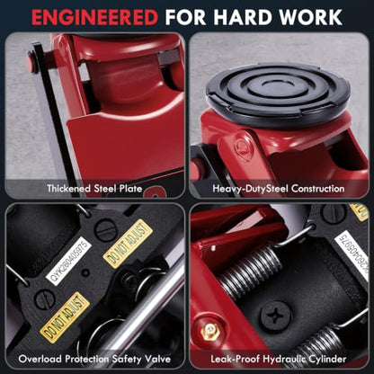 3 Ton Low Profile Floor Jack: Dual Pump Quick Lift Hydraulic Car Jack, 2.87" to 19.5" Lift Range, Heavy Duty Steel Trolley Jack for Cars SUVs & Trucks, Rubber Saddle & Safety Valve - size: 3 Ton