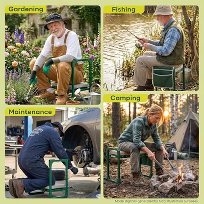 Saker Garden Kneeler and Seat Foldable Gardening Stool with Extendable Legs & Thickened Pad, Tool, Heavy Duty 400lbs Support for Elderly, Gardening, Outdoor Use - size: Basic version