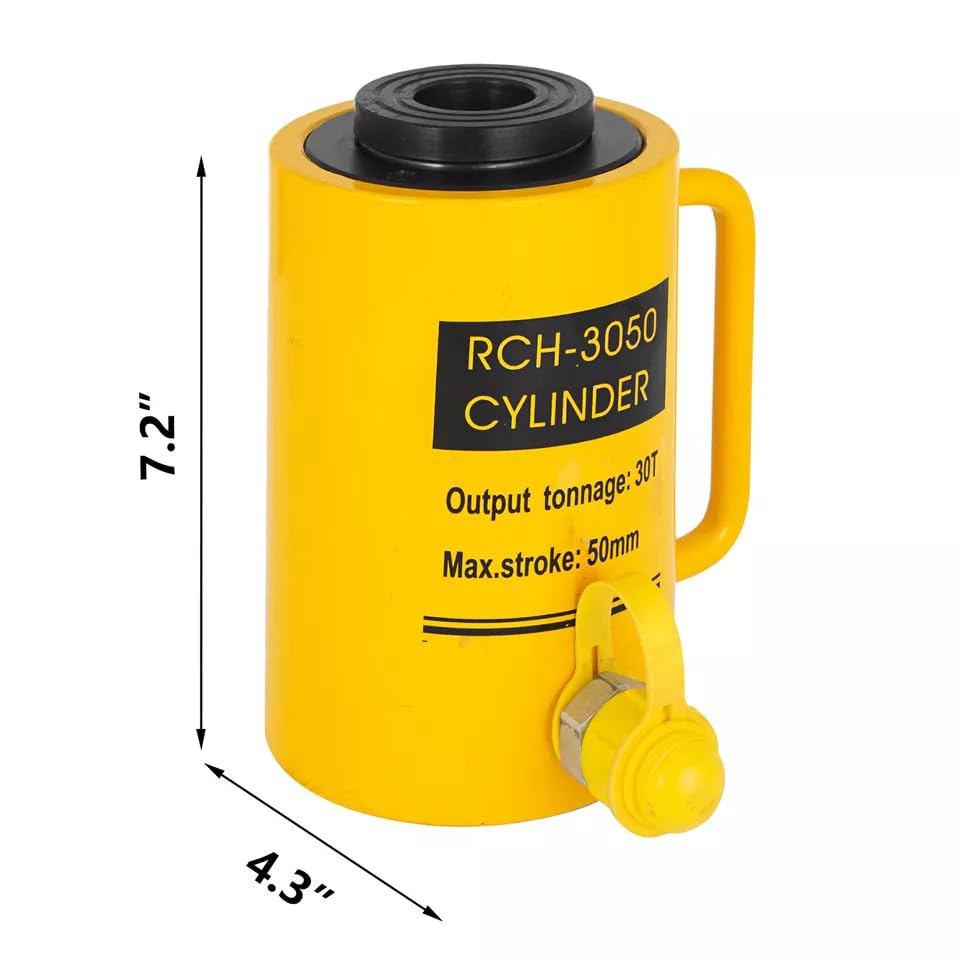VEVOR 30T Hydraulic Cylinder Jack Hollow Single Acting Hydraulic Ram Cylinder 50mm Hydraulic Lifting Cylinders (30T 2Inch Hollow) - size: 30T 2Inch