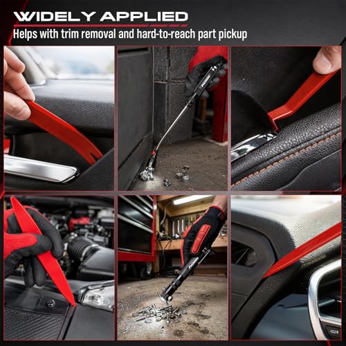 15PCS Pick and Hook Tool Set with Magnetic Pickup Tool, Trim Removal Tools, Fastener Remover and Storage Bag, Precision Hook and Pick Set for O-Ring, Gasket, Seal, Hose Removal and Automotive Repair - color: 15PCS Pick & Trim Removal Kit